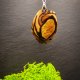 Wisiorek "Bursztyn 4" – zaklęta siła natury i ognia,octowiec, pirografia, prezent; Amber and Wood Pendant, biżuteria
