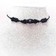 Ambrozja Trójdzielna jadeit w makramie czarny pleciony choker z kamieniem