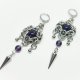 Gothic ametystowe kolczyki z kolcami | stal chirurgiczna 8,2 cm