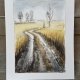 Droga wśród pól. 30x42cm original Akwarela ręcznie malowana.