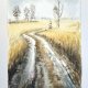 Droga wśród pól. 30x42cm original Akwarela ręcznie malowana.