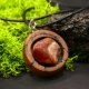 Wisiorek z brzozy z jaspisem – biżuteria inspirowana naturą i surowym pięknem, dla niej, prezent pirografia, dla niej, kobiety, dla nauczycielki