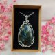 Naszyjnik Labradoryt Spektrolit stal chirurgiczna wisiorek handmade wirewrapping