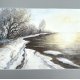 Stare drzewo nad rzeką 42x30cm original akwareli