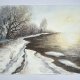 Stare drzewo nad rzeką 42x30cm original akwareli
