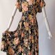 Piękna sukienka maxi Vintage w róże Floral Cottage