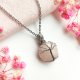 Naszyjnik Drzewo Życia Kwarc Różowy stal chirurgiczna wisiorek handmade wirewrapping