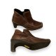 90s Vintage leather boots square toe mid calf y2k western brown ankle boots