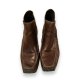 90s Vintage leather boots square toe mid calf y2k western brown ankle boots