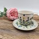 Filiżanka ceramiczna ze spodkiem Łąka kaszubska ceramika ręcznie zdobiona metodą stempelka