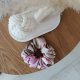 Gumka jedwabna, scrunchie, frotka wiosenne kwiaty pudrowy róż MAXI
