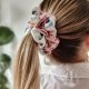 Gumka jedwabna, scrunchie, frotka wiosenne kwiaty MAXI