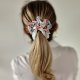 Gumka jedwabna, scrunchie, frotka wiosenne kwiaty MAXI