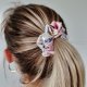 Gumka jedwabna, scrunchie, wiosenne kwiaty MINI