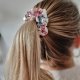 Gumka jedwabna, scrunchie, wiosenne kwiaty MINI