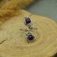 Pierścionek regulowany ametyst, wire wrapping, stal chirurgiczna