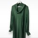 A stunning vintage ribbon 100% viscose dress in a deep, bottle-green hue