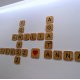 Drewniana krzyżówka, kwadratowe literki, typu scrabble dekoracje ścienne z litego drewna, boho, japandi dąb
