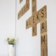 Drewniana krzyżówka, kwadratowe literki, typu scrabble dekoracje ścienne z litego drewna, boho, japandi dąb