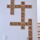 Drewniana krzyżówka, kwadratowe literki, typu scrabble dekoracje ścienne z litego drewna, boho, japandi dąb