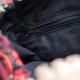 Czarny żakardowy workoplecak z kieszeniami w kwiaty