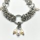 Bransoletka chainmaille z perełkami • stal chirurgiczna & perły słodkowodne