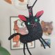 Brelok do kluczy kot – unikalny czarny i złoty kotek handmade