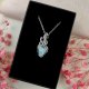 Naszyjnik Larimar stal chirurgiczna wisiorek handmade wirewrapping