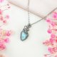 Naszyjnik Larimar stal chirurgiczna wisiorek handmade wirewrapping