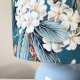 Lampa ceramiczna z abażurem z tkaniny "błękitna wiosna" wys 35cm