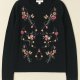 Vintage Sweter z Haftem i Aplikacjami | Wełna wiskoza | Rozmiar S Folk Old money