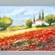 Pole maków na farmie w Prowansji originalna akwareli A4