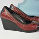 Bordowo-czarne buty damskie na koturnie | rozm. 36