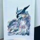 Mądra Sowa Original Akwarela A5