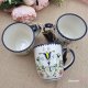 Kubek ceramiczny folkowy Bell dekoracja Tulipan kaszubska ceramika ręcznie zdobiona kubek tulipan wzór kaszubski rękodzieło malowany i stempelkowany