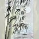 Bambus i rybak 42x24cm japońskie malarstwo sumi-e. Original Akwarela