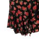 Czarna asymetryczna sukienka bez rękawów w czerwone kwiaty, falbanka, S/M, styl flamenco