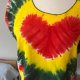 Vintage jamajska bluzka serce Hippie Boho Tie Dye serce rasta Reggae