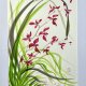 Wdzięk orchidei.42*30 cm japońskie malarstwo sumi-e. Original Akwarela