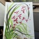 Wdzięk orchidei.42*30 cm japońskie malarstwo sumi-e. Original Akwarela