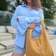 Torba Hobo z nubuku Miodowa
