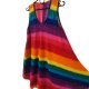 Kolorowa tunika hippie oversize M/L – tęczowe paski, luźny krój, festiwal boho