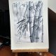 Bambus  japońskie malarstwo sumi-e. Original Akwarela A4