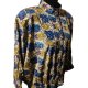Bluzka vintage w niebieskie i żółte róże XL/2XL