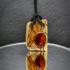 Wisiorek "Bursztyn w octowcu" –żywioł ognia i bursztynowego światła,octowiec, pirografia, prezent; Amber and Wood Pendant, biżuteria