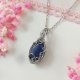 Naszyjnik Lapis Lazuli stal chirurgiczna wisiorek handmade wirewrapping