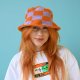 Bucket hat, creamy purple & burnt orange, handmade vibes