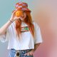 Bucket hat, creamy purple & burnt orange, handmade vibes