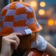 Bucket hat, creamy purple & burnt orange, handmade vibes