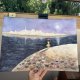 Z widokiem na białe miasto 30*42 original akwareli